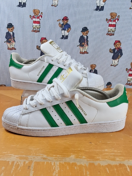 adidas Other - Adidas Retro Superstar Shelltoe 3 Stripes White & Green Sz 9.5 Sneaker Shoes